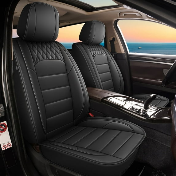 DIKSOAKR 2 Front Car Seat Covers Fit for Chevrolet Equinox 2007-2025 Faux Leather Automotive Seat Covers Waterproof Car Seat Cushion Protector Compatible with Airbag(2 Seats, Black)