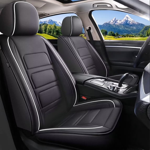 DIKSOAKR 2 Front Car Seat Covers Fit for Subaru Crosstrek 2016-2025 Seat Covers Waterproof Leather Automotive Seat Cushion Protector Compatible Airbag(Black,2 Seats)