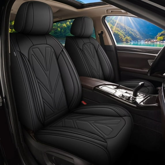 DIKSOAKR 2 Front Car Seat Covers for Nissan Frontier 2009-2024 2025 Breathable Leather Seat Covers Waterproof Automotive Seat Cushion Protectors (2 Seat, Black)