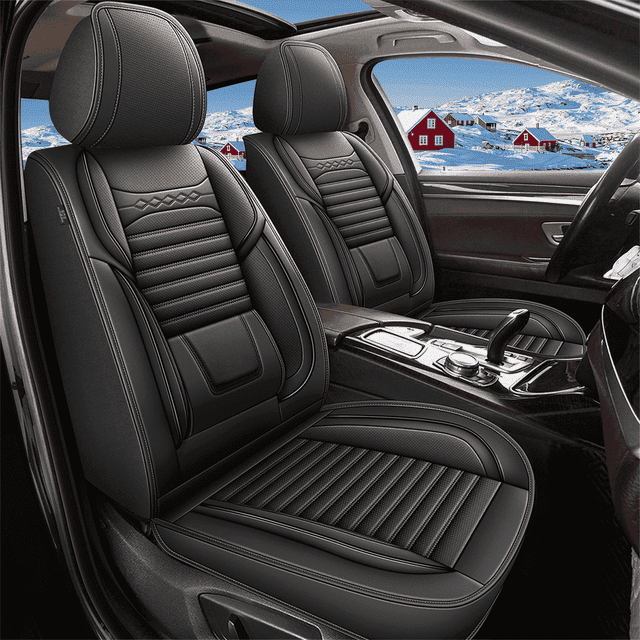 DIKSOAKR 2 Front Car Seat Covers for Toyota Corolla 2014-2019 Faux Leather Seat Covers Breathble Waterproof Automotive Seat Cushion (2 Seat, Black)