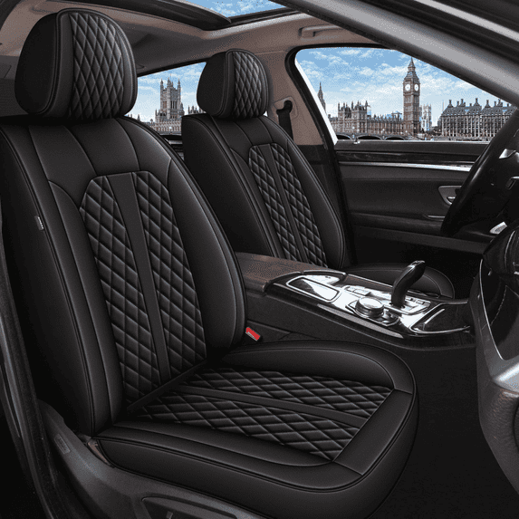 DIKSOAKR 2 Front Seat Car Seat Covers Fit for Toyota Camry 2007-2025: Auto Interior Accessories, Waterproof Faux Leather Vehical Car Seat Cushions Cover(Black,2 PCS Front Only)