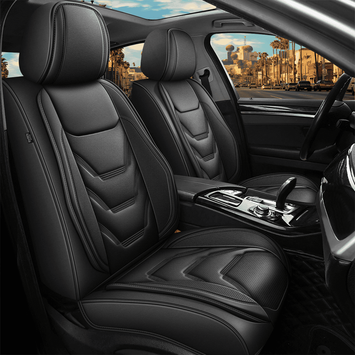 DIKSOAKR 2 Front Seat Car Seat Covers Fit for Toyota Tacoma 2016-2024: Auto Interior Accessories, Waterproof Faux Leather Vehical Car Seat Cushions Cover（Black,2 PCS Front Only）