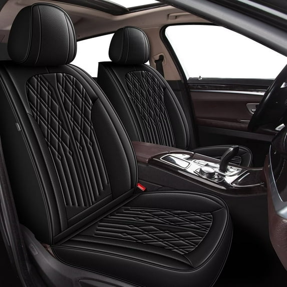 DIKSOAKR 2 Front Seat Covers Fit for Chevy Colorado 2015-2024 2025 Leather Seat Covers Breathable Waterproof Vehicle Seat Cushion (2 Seat, Black)