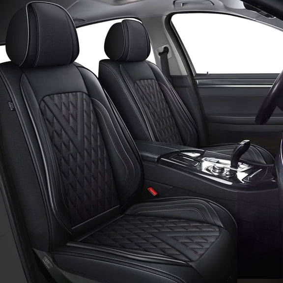 DIKSOAKR Car Seat Cover Fit for Ford F-150 2009-2024 2025:Faux Leather Seat Protector Waterproof Anti-Slip Premuim Auto Interior Accessories(Black),Front Seat(2 Seats)