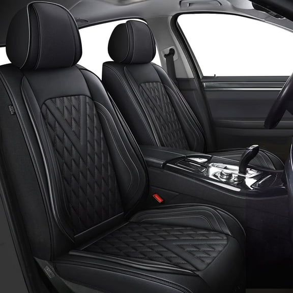 DIKSOAKR 2PCS Front Car Seat Covers Fit for Ford Maverick 2022-2024 2025 Faux Leather Seat Covers Waterproof Anti-Slip Automotive Seat Cushion(BLACK)-Only 2 Front Seat Covers