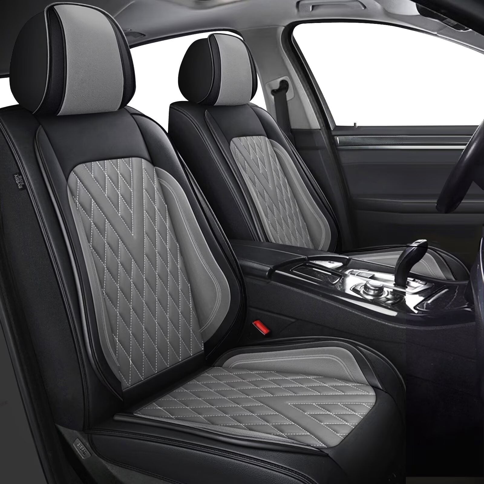 DIKSOAKR Car Seat Cover Fit for Subaru Impreza 2012-2024 2025:Faux Leather Seat Protector Waterproof Anti-Slip Premuim Auto Interior Accessories(Black&Grey),Front Seat(2 Seats)