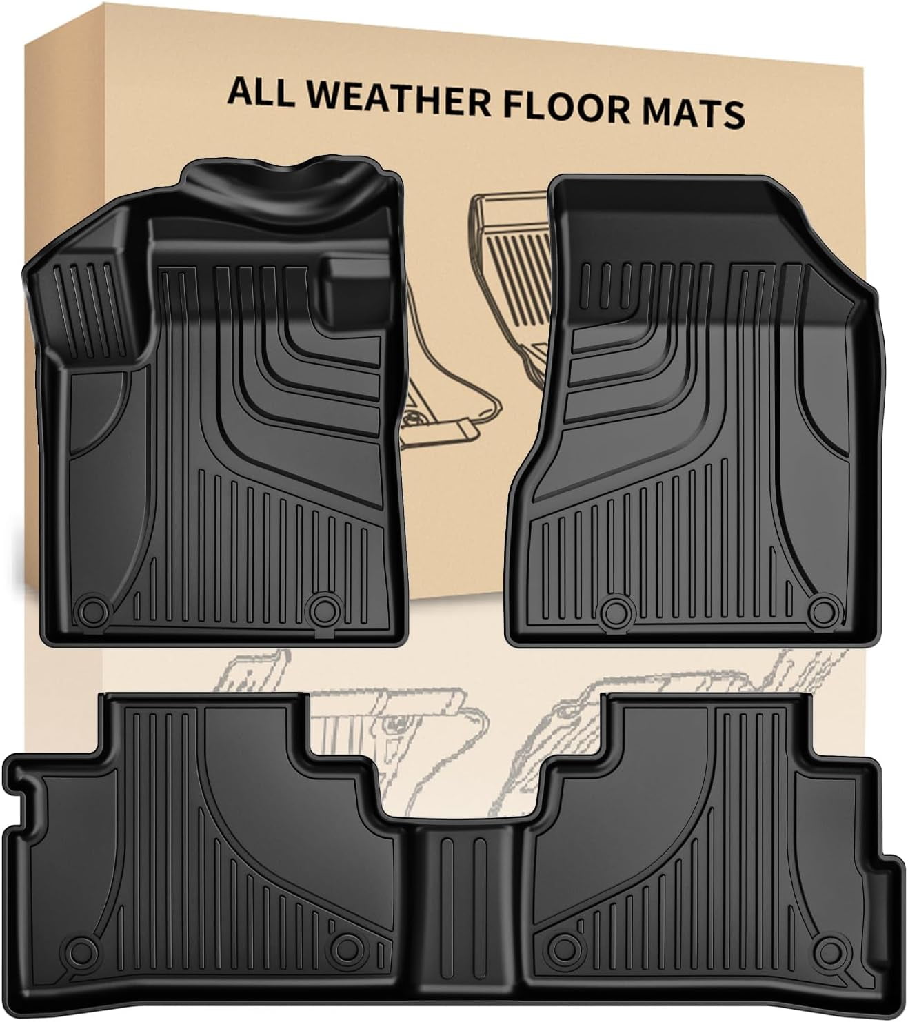 AOMSAZTO Automotive Floor Mats Custom Fit for Nissan Murano 2015-2018 Floor Liners Original for 1st and 2nd Row Heavy Duty Non Slip Floor Liner All Weather Guard Floor Mat