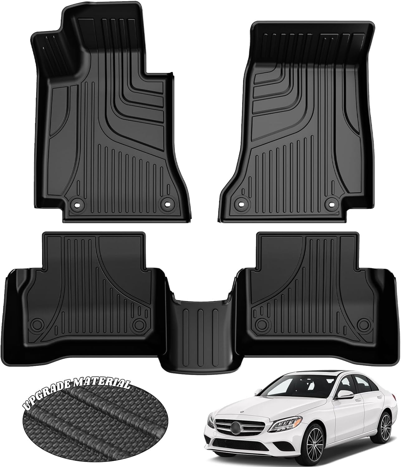 AOMSAZTO Automotive Floor Mats for Mercedes Benz C-Class/C300 2015-2021,TPE All Weather Car Floor Liners Full Set Rubber Floor Mat,Black(only for Sedan)