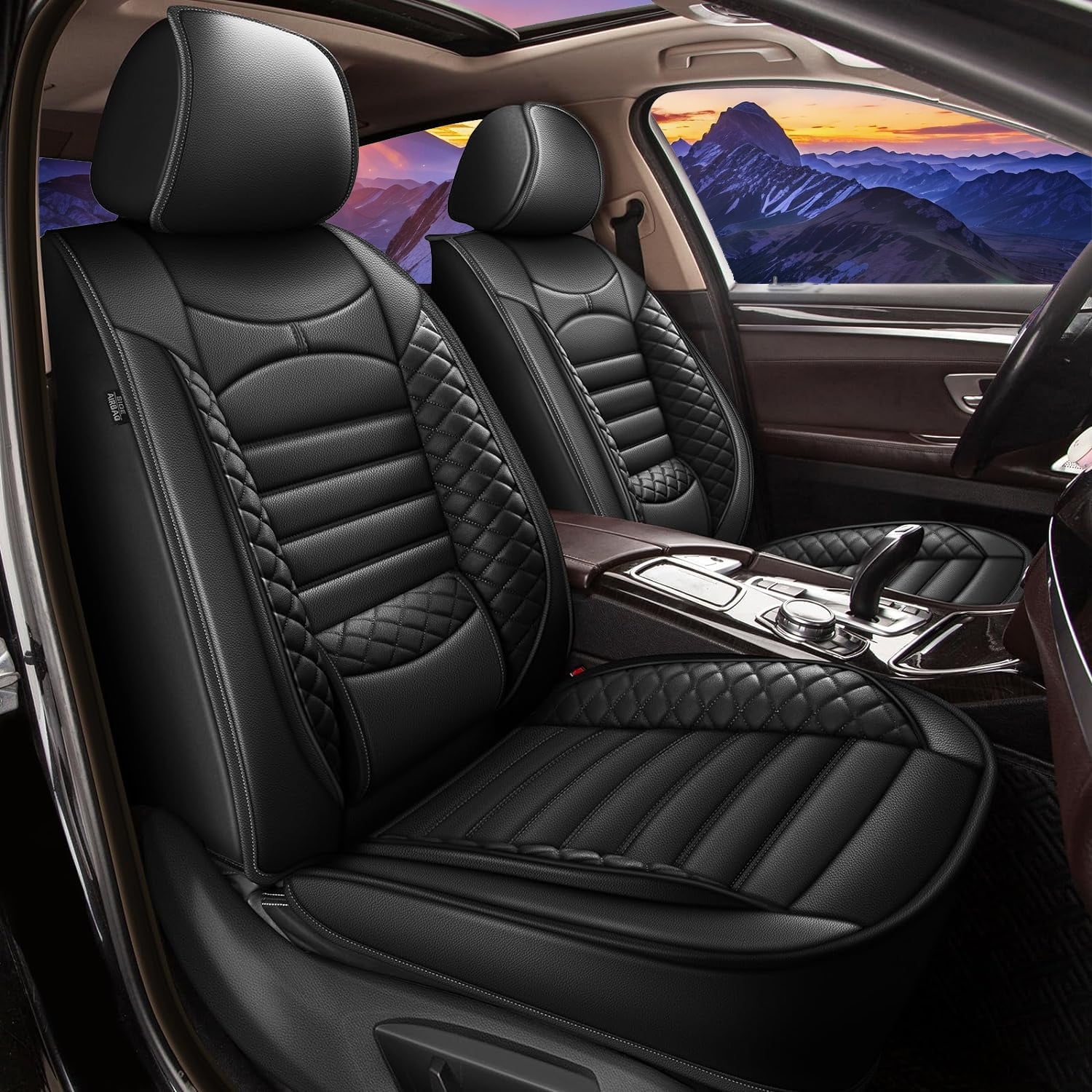 AOMSAZTO Car 5-Seat Covers Front & Rear Full Set Faux Leather Seat Cushion Protector Waterproof Black For Toyota 4Runner 2003-2023