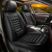 AOMSAZTO Black Car Seat Covers Full Set,Waterproof Premium Leather Front and Back Seat Protectors,Luxury Auto Interior Accessories,Universal Fit Most Cars Sedan SUVs Pick-up Trucks