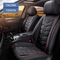 DIKSOAKR Full Set for Toyota Tacoma Car Seat Covers 2016-2023,Waterproof Nappa Leather Car Seat Protector,Comfortable and Anti-Slip Car Seat Cover&Accessories(5 Seats/Black&Red)