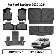 DIKSOAKR Car Floor Mats & Cargo Liner & Backrest Mat for Ford Explorer 2020-2024 Row Trunk Mat Full Set TPE All Weather Protection