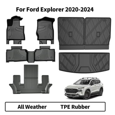 DIKSOAKR Car Floor Mats & Cargo Liner & Backrest Mat for Ford Explorer 2020-2024 Row Trunk Mat Full Set TPE All Weather Protection