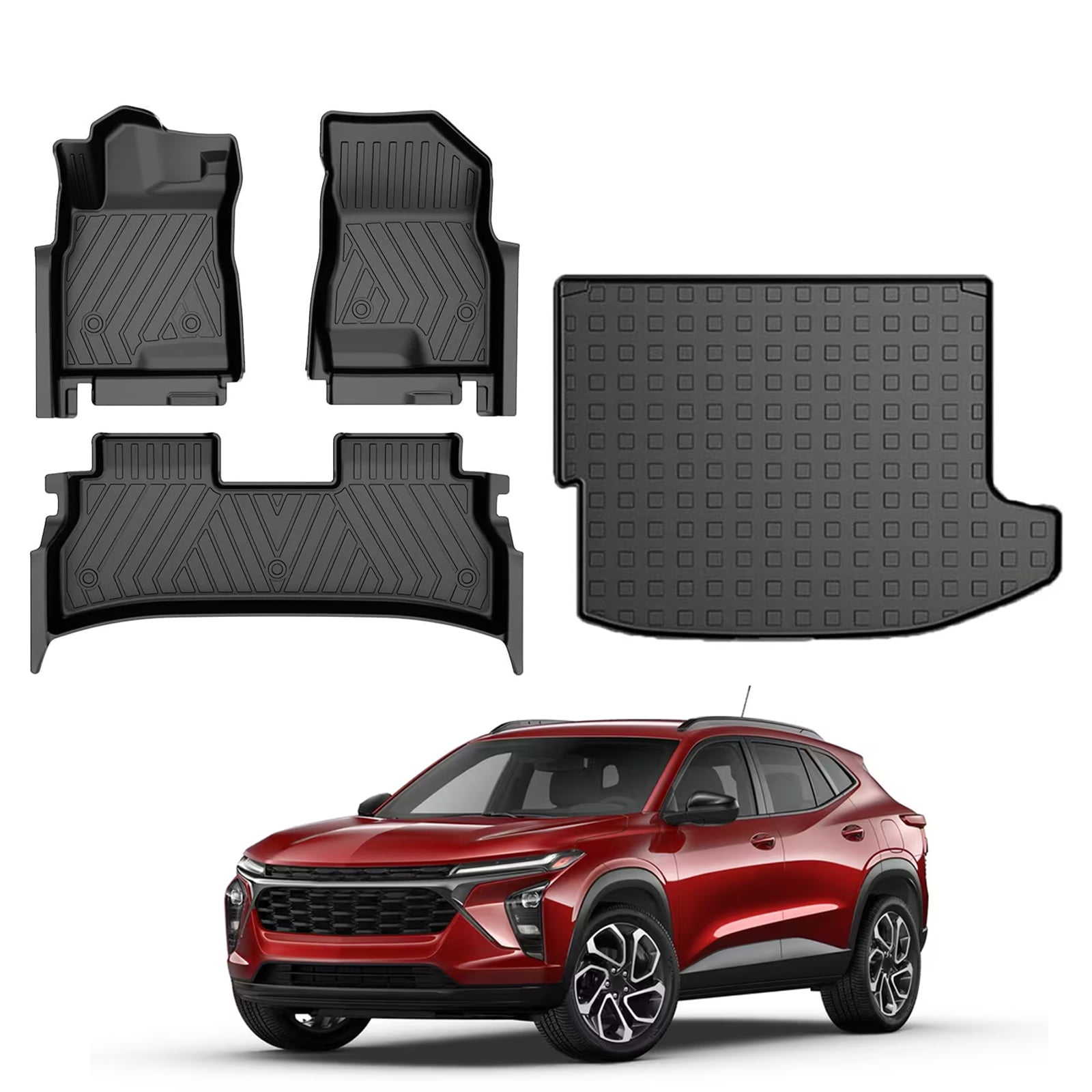 DIKSOAKR Car Floor Mats & Cargo Liner TPE Rear Trunk Mat Set for Chevrolet Trax 2024-2025 All Weather Liners Protection