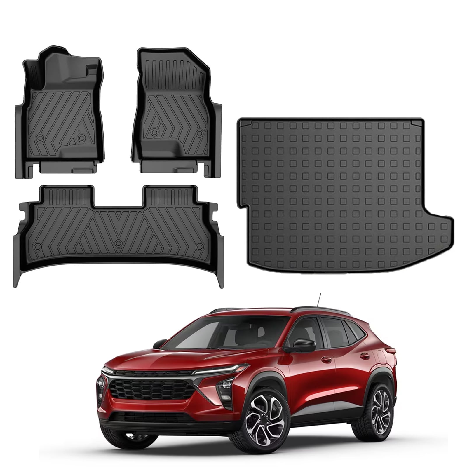 DIKSOAKR Car Floor Mats & Cargo Liner TPE Rear Trunk Mat Set for Chevrolet Trax 2024-2025 All Weather Liners Protection