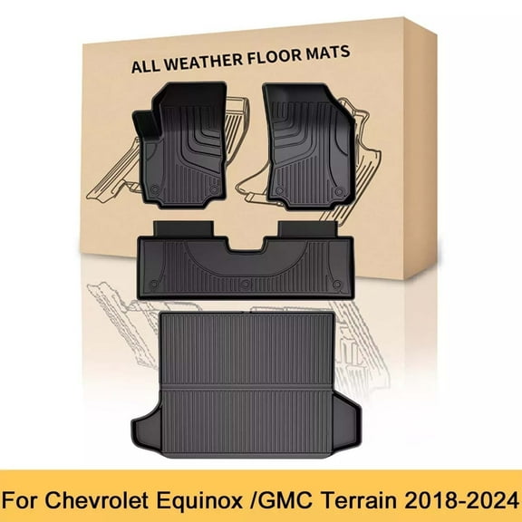 AOMSAZTO Floor Mats & Cargo Mats Fit for Chevy Equinox 2018-2024 - 1st & 2nd Row All Weather Protection Automotive Floor Liners &Trunk Mat ,Custom Fit Car Mats