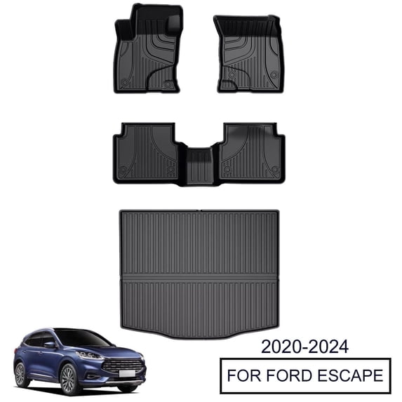 DIKSOAKR Car Floor Mats & Cargo Liner TPE Trunk Mat Liner Set Compatible with Ford Escape 2020-2024 All Weather Floor Liner
