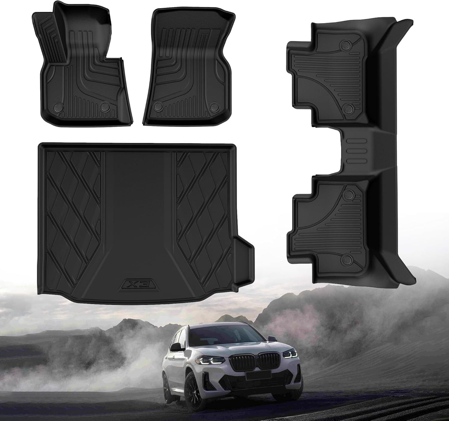 AOMSAZTO Car Floor Mats & Cargo Liner for BMW X3 2018-2024 Row Trunk ...
