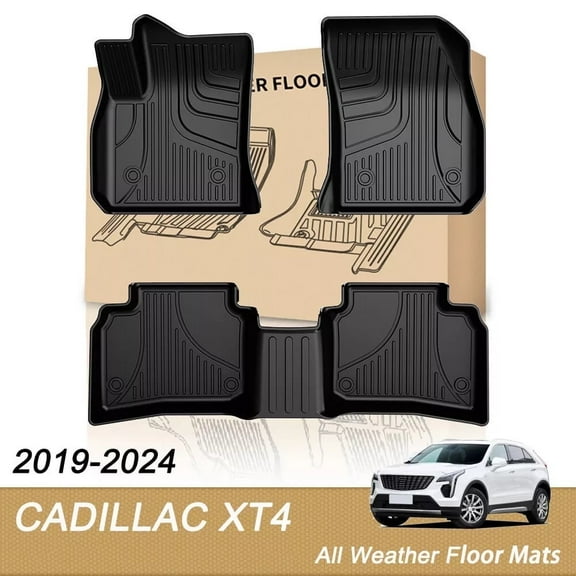 AOMSAZTO Floor Mats for Cadillac XT4 2019-2024 - All Weather Automotive Floor Mats - 1st & 2nd Row Full Set Rubber Floor Liners for Cadillac XT4 Car Mats,Black