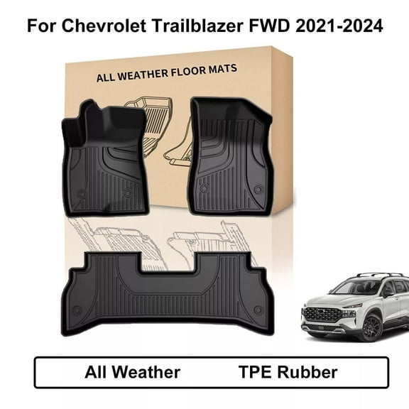 AOMSAZTO Floor Mats for Chevy Trailblazer FWD 2021-2024 - All Weather Protection Automotive Floor Mats - 1st & 2nd Row Full Set Rubber Floor Liners for Chevrolet Trailblazer, Car Mats