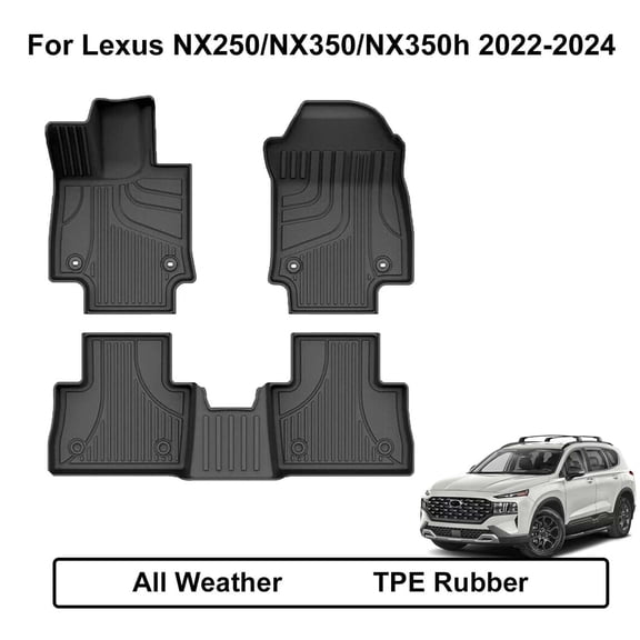 AOMSAZTO Floor Mats for Lexus NX250/NX350/NX350h 2022-2024 - All Weather Protection TPE Automotive Floor Mats - 1st & 2nd Row Full Set Rubber Floor Liners Car Mats,Black