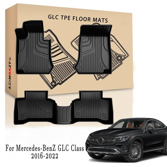 AOMSAZTO Floor Mats for Mercedes-Benz GLC Class 2016-2022 - All Weather Protection Automotive Floor Mats - 1st & 2nd Row Full Set Rubber Floor Liners ,Custom Fit Car Mats,Black