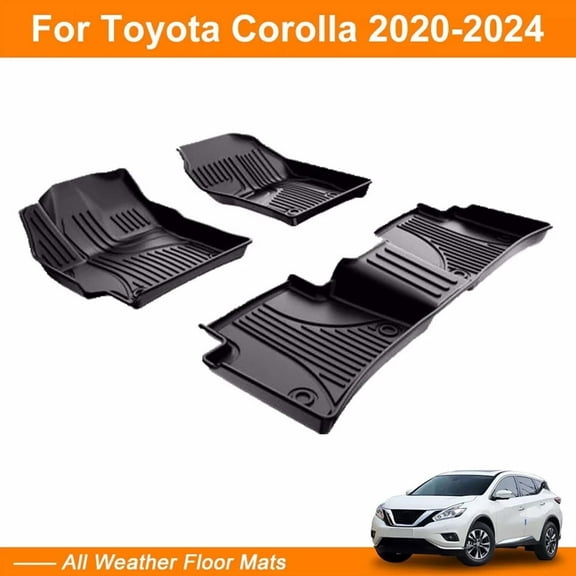 AOMSAZTO Floor Mats for Toyota Corolla 2020-2024 - All Weather Protection TPE Automotive Floor Mats - 1st & 2nd Row Full Set Rubber Floor Liners for Toyota Corolla - Custom Car Accessories ,Black