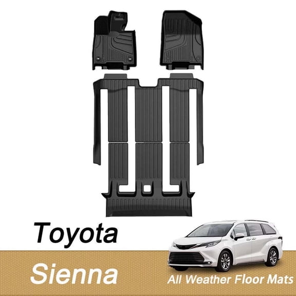 2021-2024 Sienna Floor Mats 7-Seat Compatible with Toyota Sienna (without Vacuum & Fridge Box) - Custom Fit TPE 3 Row Floor Liners - All Weather Floor Mats for Toyota Sienna Accessories 2021-2024
