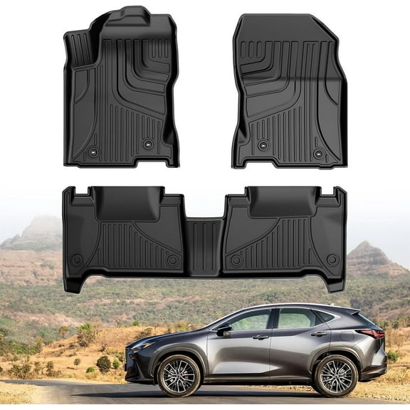 AOMSAZTO Floor Mats for Lexus NX NX200t NX300 NX300h 2015-2021 - All Weather Automotive Floor Mats - 1st & 2nd Row Full Set Rubber Floor Liners for Lexus NX-Car Floor Liners,Black