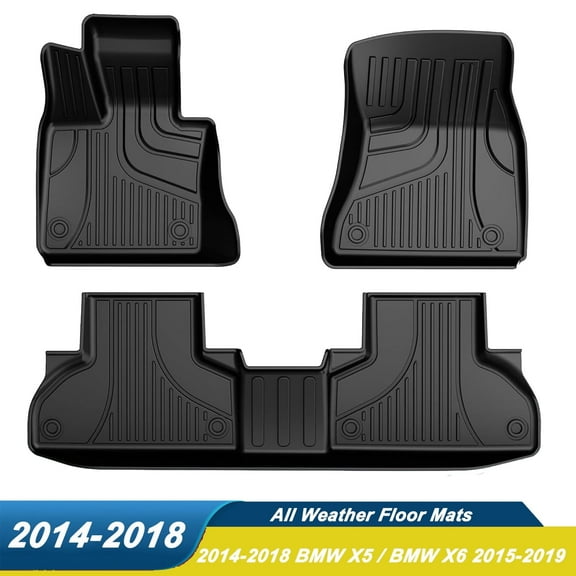 AOMSAZTO Floor Mats for 2014-2018 BMW X5 / BMW X6 2015-2019- All Weather Protection Automotive Floor Mats - 1st & 2nd Row Full Set Rubber Floor Liners -Car Floor Liners,Black