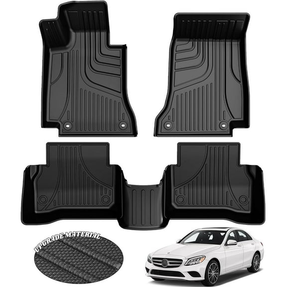 AOMSAZTO Floor Mats for Mercedes-Benz C-Class| C300 2015-2021 - All Weather Automotive Floor Mats - 1st & 2nd Row Full Set Rubber Floor Liners ,Custom Fit Car Accessories