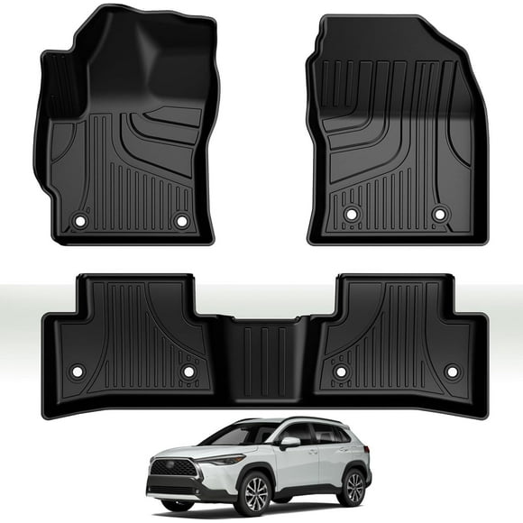 AOMSAZTO Car Floor Mats for Toyota Corolla Cross FWD 2022-2024 All Weather TPE Rubber Floor Liners Protection Black
