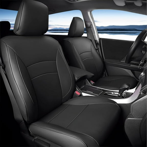 AOMSAZTO Car Seat Cover Custom Fit for Honda Accord 2013-2017 All Models Faux Leather Full Set Compatible Airbag Waterpoof All Season Protection Seat Protecto (Black)