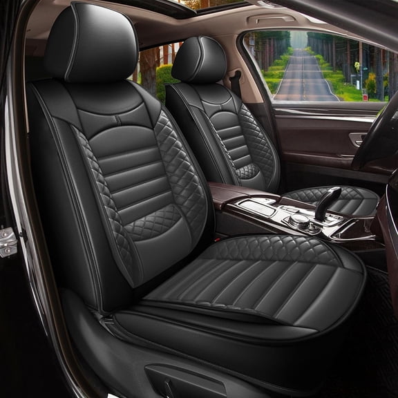 AOMSAZTO Car Seat Cover Fit for Audi A7 2012-2024 Full Set of Seat Cover Airbag Compatible Waterproof Faux Leather Seat Cushion Automotive Interior Accessories(Black&Gray Line)-2 Rows 5 Seats