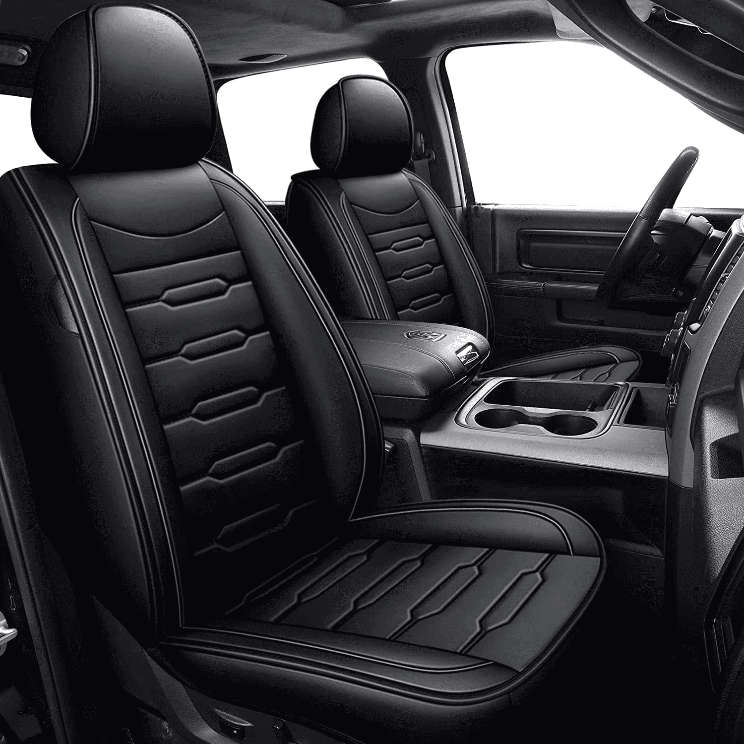 DIKSOAKR Car Seat Cover for Toyota Tacoma Accessories 2016 - 2023,Full Set Faux Leather Seat Protector,Waterproof Airbags Compatible Auto Interior,Black