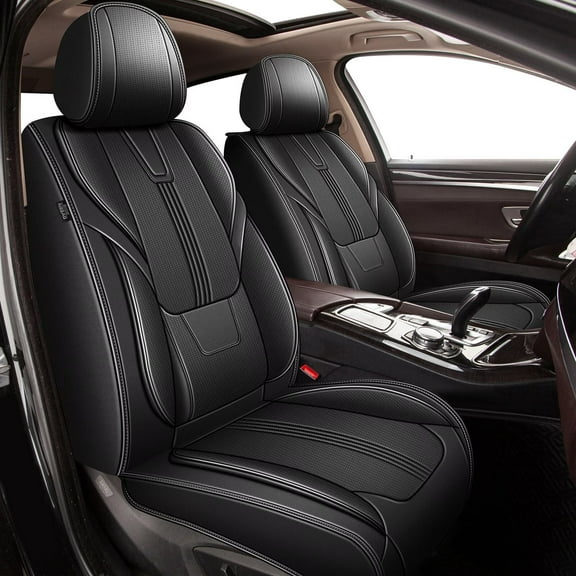 DIKSOAKR Car Seat Covers 2 Front Seat for Jeep Renegade 2015-2025: Seat Cover Faux Leather Breathable Waterproof Compatible Airbag (Black)