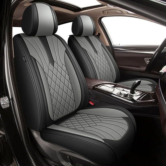 DIKSOAKR Car Seat Covers for Chevrolet Blazer 2019-2025, Front Seat Covers, 2 Seats Breathable Perforated Faux Leather Seat Cover Automotive Accessories (Black&Grey)