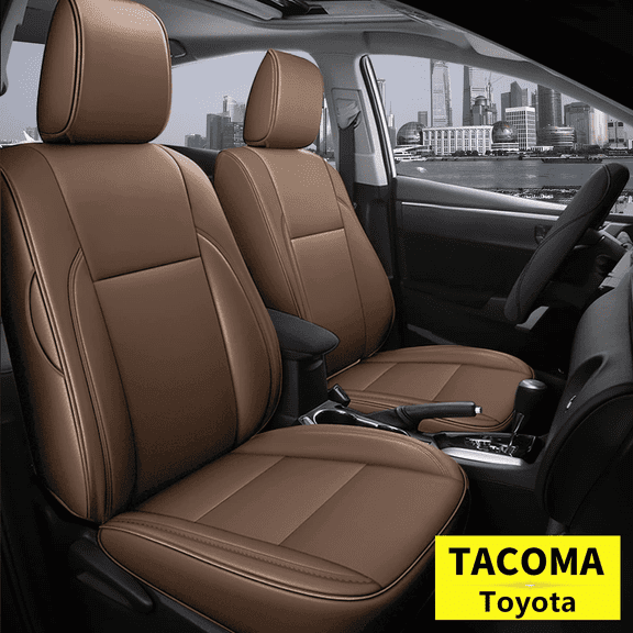 AOMSAZTO Car Seat Covers Custom Fit for Toyota Tacoma 2016-2023 Faux Leather Full Set Waterproof Seat Set Interior Accessories Breathable Cushion Protector Seat Cover Sets Dirt Resistant