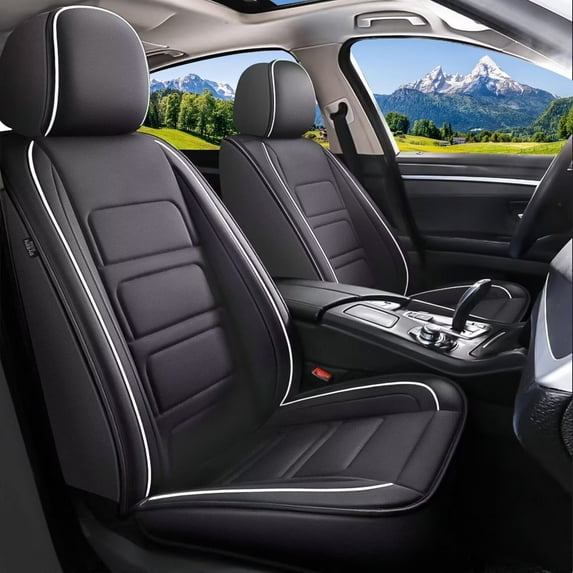 DIKSOAKR Car Seat Covers Fit for Buick Encore GX 2020-2025 Front Seat Covers Waterproof Leather Automotive Seat Cushion Protector Compatible Airbag(Black,2 Seats)