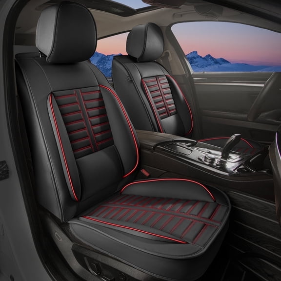 DIKSOAKR Car Seat Covers Fit for Chevrolet Blazer 2019-2025: Front Set Waterproof Leather Vehicle Seat Cushion Luxury Automotive Protector(2 Seats, Black&Red)