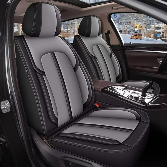 DIKSOAKR Car Seat Covers Fit for Ford Explorer 2004-2025: 2 Row 5 Seats Full Set Faux Leather Seat Covers Waterproof Automotive Seat Cushion Protector(5 Seats,Black&Gray)