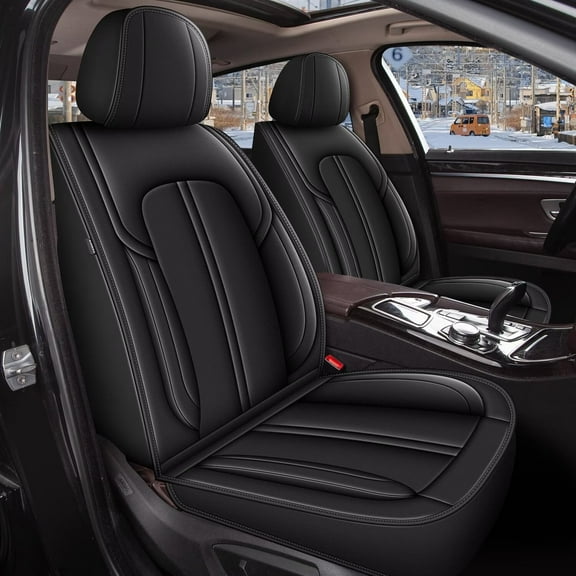 DIKSOAKR Car Seat Covers Fit for Honda Civic 2003-2015: 2 Row 5 Seats Full Set Faux Leather Seat Covers Waterproof Automotive Seat Cushion Protector(5 Seats,Black)