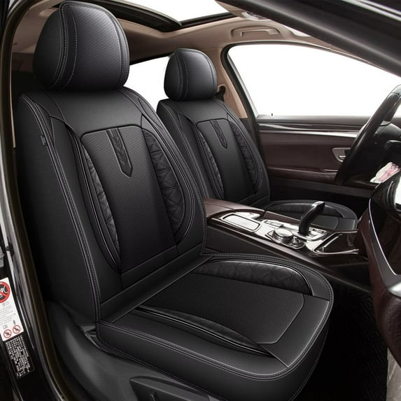 DIKSOAKR Car Seat Covers Fit for Honda Civic 2022-2025 Front 2 Seats Cover Waterproof Faux Leather Compatible Airbag Automotive Cushion Protector(2 Seats, Black)