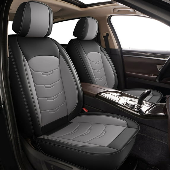 DIKSOAKR Car Seat Covers Fit for Hyundai Tucson 2005-2025 Full Set Leather Seat Cushion Airbag Compatible Automative Seat Cover Protector(2 Seats,Black&Grey)
