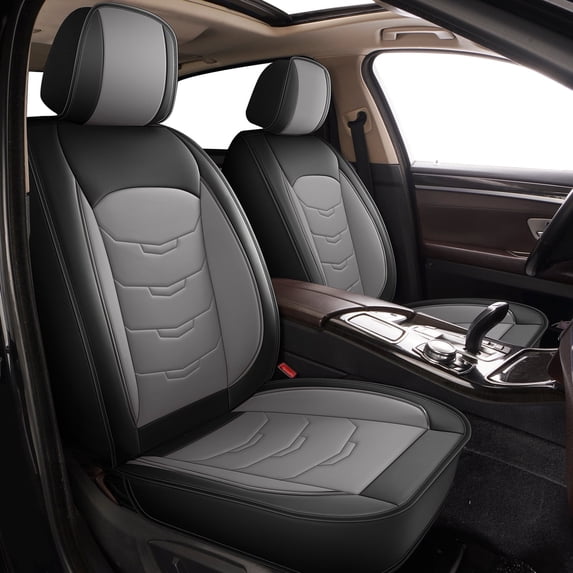 DIKSOAKR Car Seat Covers Fit for Nissan Altima 2009-2025 Full Set Leather Seat Cushion Airbag Compatible Automative Seat Cover Protector(2 Seats,Black&Grey)