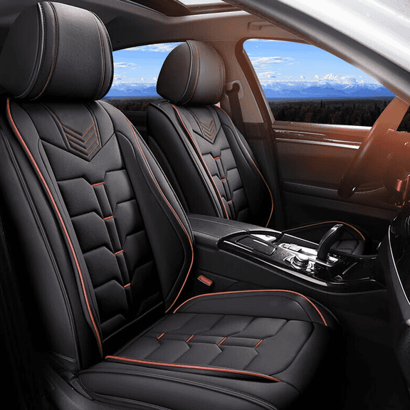 AOMSAZTO Car Seat Covers Fit fo Volkswagen VW Tiguan 2009-2024 Full Set Faux Leather Seat Cover 2 Rows 5 Seats Waterproof Seat Cushion Protector (Black & Red Line)