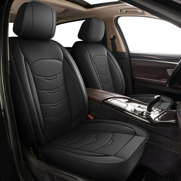 DIKSOAKR Car Seat Covers Fit for Ford Taurus 2002-2019 Full Set Leather Seat Cushion Airbag Compatible Automative Seat Cover Protector(5 Seats,Black)