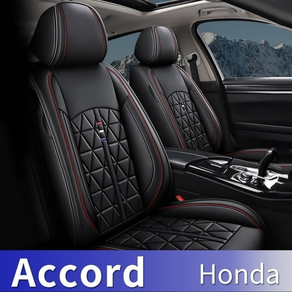 DIKSOAKR Car Seat Covers Fit for Honda Accord 2003-2017 - Breathable Leather Waterproof Full Set Protector 5 Seats (Black)