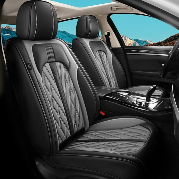 DIKSOAKR Car Seat Covers Fit for Lincoln MKZ 2012-2020 Full Set Leather Seat Cushion Waterproof Automotive Seat Protectors(5 Seats,Black&Grey)
