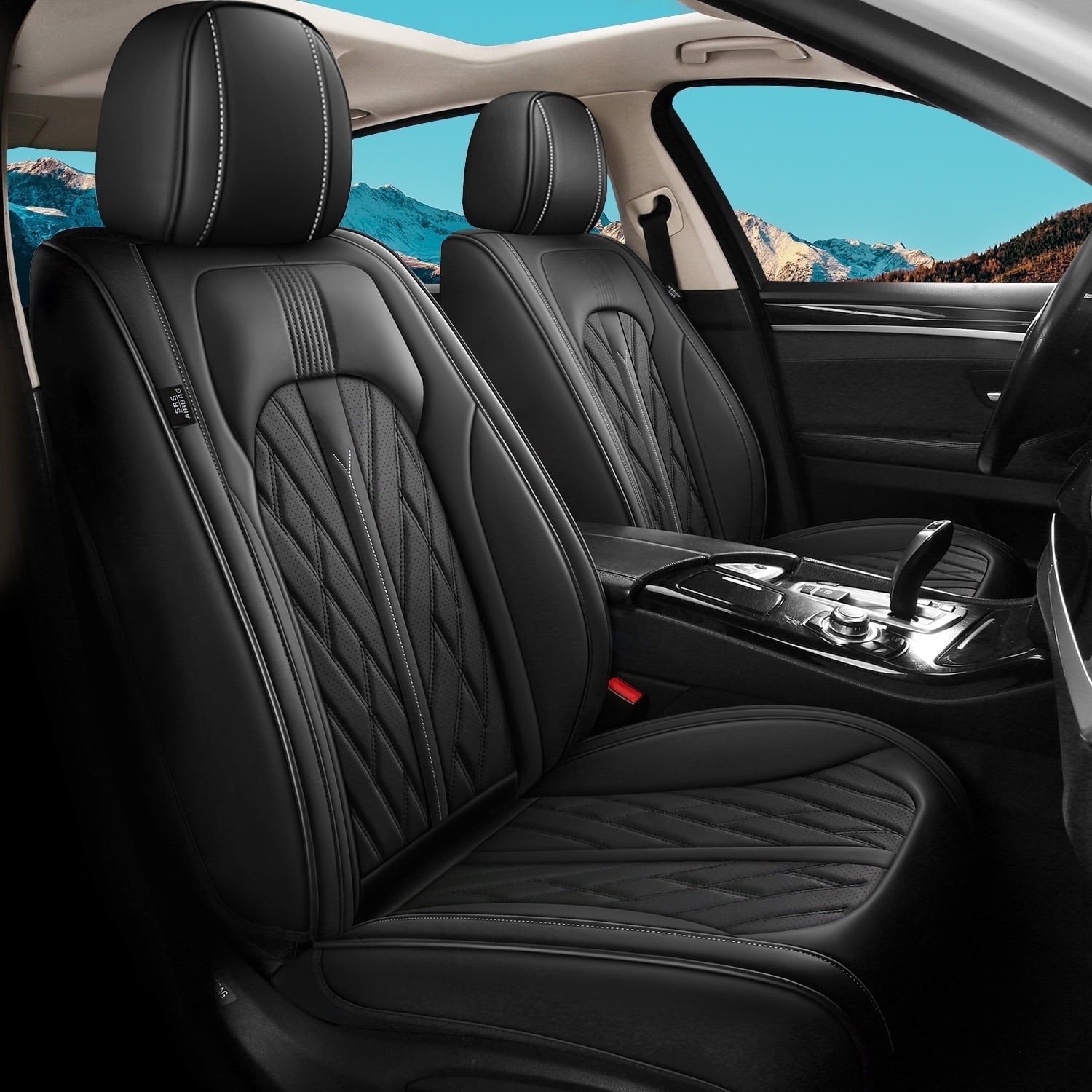 DIKSOAKR Car Seat Covers Fit for Toyota Prius 2003-2015 Full Set Leather Seat Cushion Waterproof Automotive Seat Protectors(2 Seats,Black)